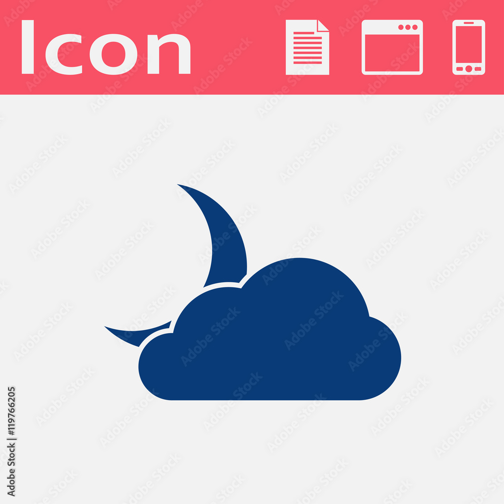 Weather icon cloudy night with moon. Vector isolated illustration Weather icon cloudy night with moon. Vector isolated illustration