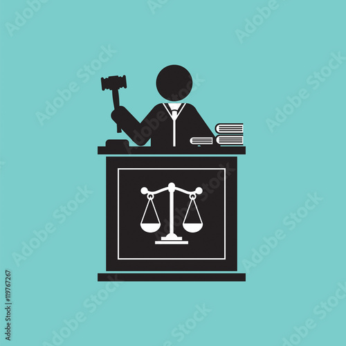 Judge With Gavel Symbol Graphic Vector Illustration