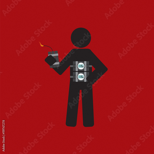 Suicide Attack With Bomb Symbol Vector Illustration