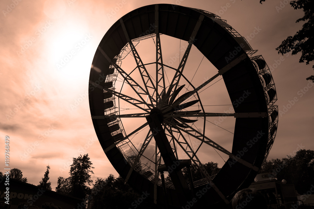 Petrozavodsk, Russia 26 August 2015 - Ride Surprise in motion in amusement park Petrozavodsk, Russia 26 August 2015 - Ride Surprise in motion in amusement park
