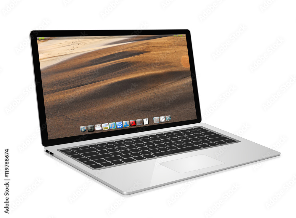 Modern laptop on white background 3D rendering Modern laptop on white background 3D rendering
