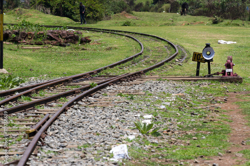 Nilgiri Mountain Railway. Tamil Nadu state, India. Blue train. Unesco heritage. Narrow-gauge. Railroad, turnout gear photo