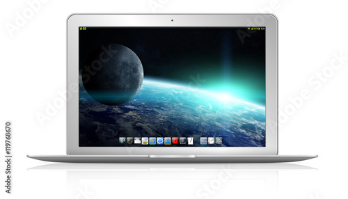 Modern laptop on white background 3D rendering