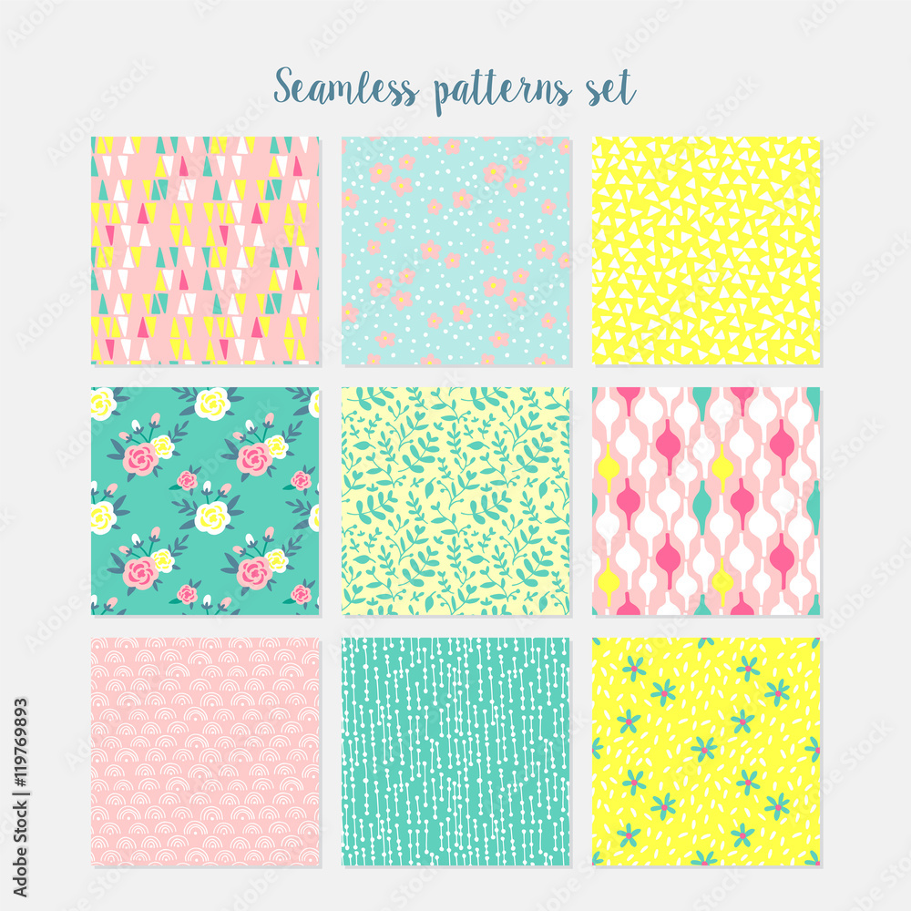 Abstract seamless pattern cards set for journaling. Hand drawing Abstract seamless pattern cards set for journaling. Hand drawing
