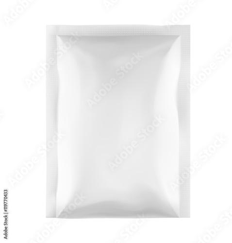 Template of blank sachet packaging for food, cosmetic and hygien. Vector illustration on white background. Ready for your design.