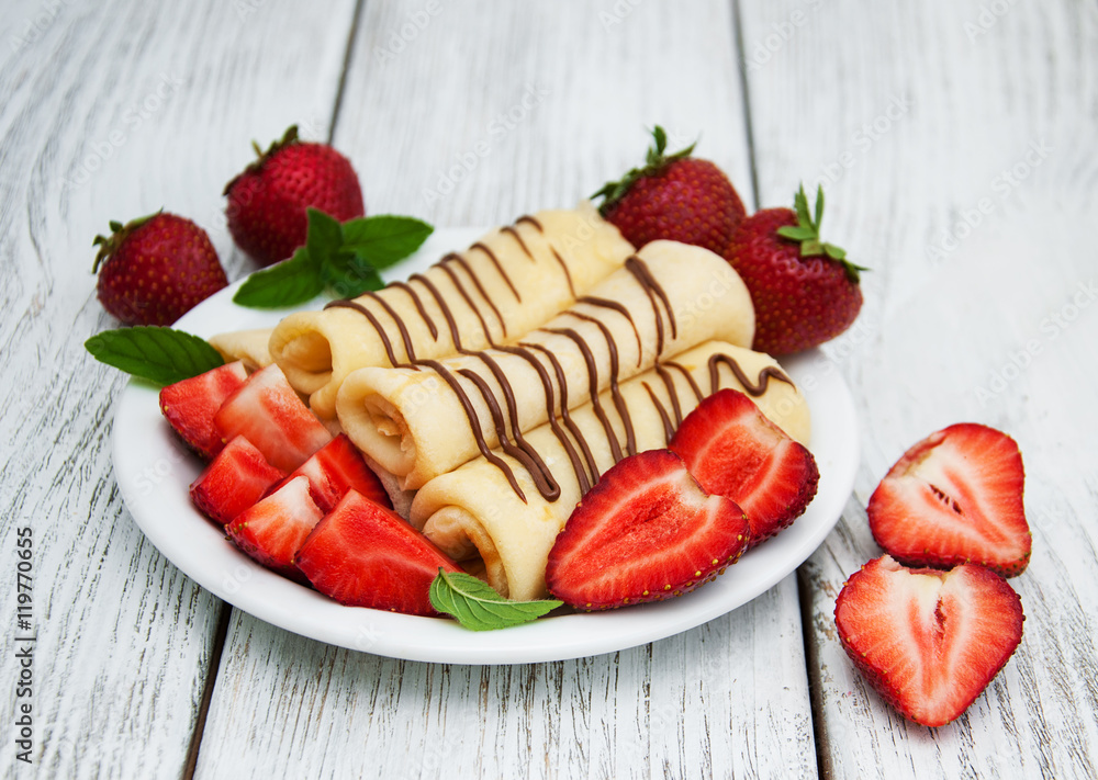 pancakes with strawberries pancakes with strawberries