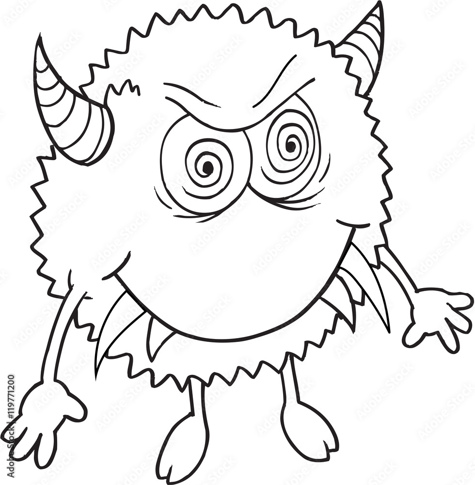 Cute Angry Monster Doodle Vector Illustration Art Stock Vector | Adobe ...