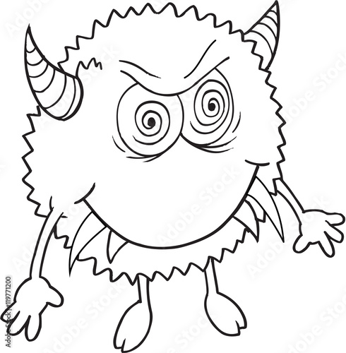 Cute Angry Monster Doodle Vector Illustration Art