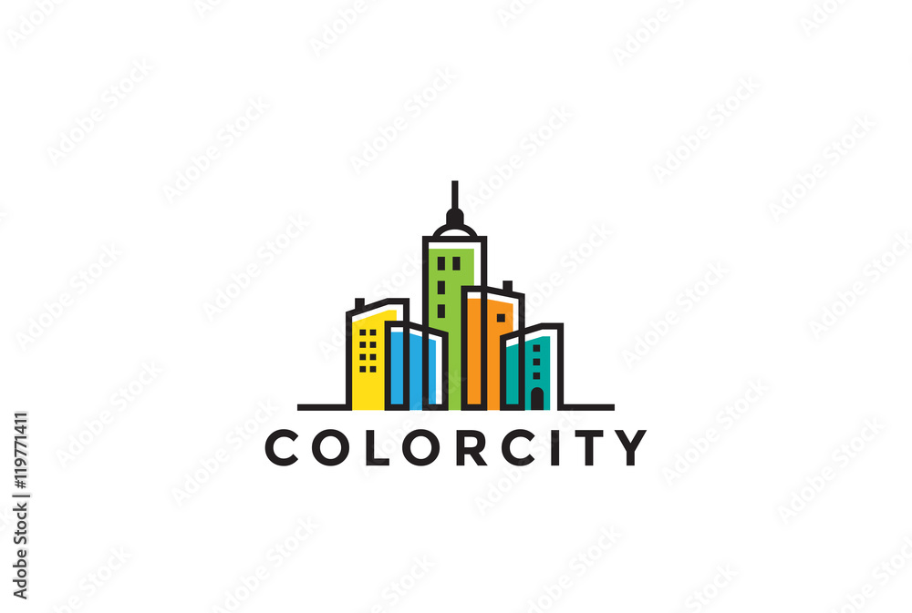Cityscape Buildings Real Estate Logo design vector. Realty icon