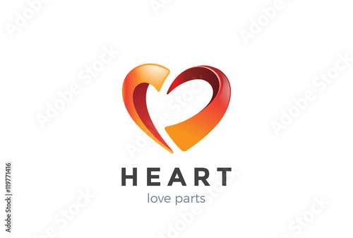 Heart 3D Logo design vector. Love Valentines day Logotype icon