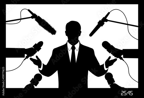 on the image the politician giving to interview is presented