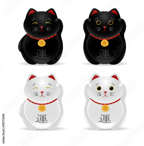 Set of Japanese Maneki Neko  Lucky Cats.