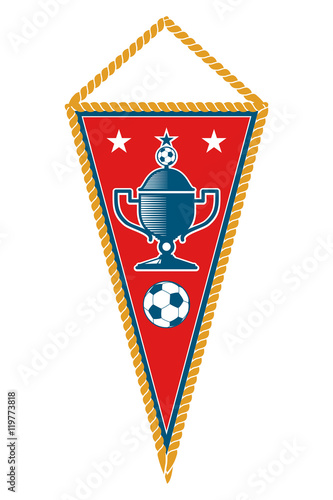 Red triangle soccer pennant isolated white