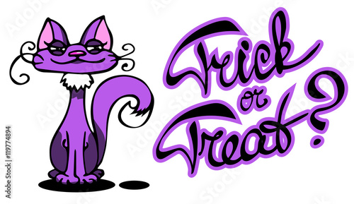 Halloween card with a cute cat