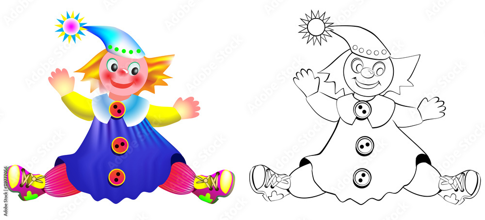 Colorful and black and white pattern puppet, vector cartoon image ...