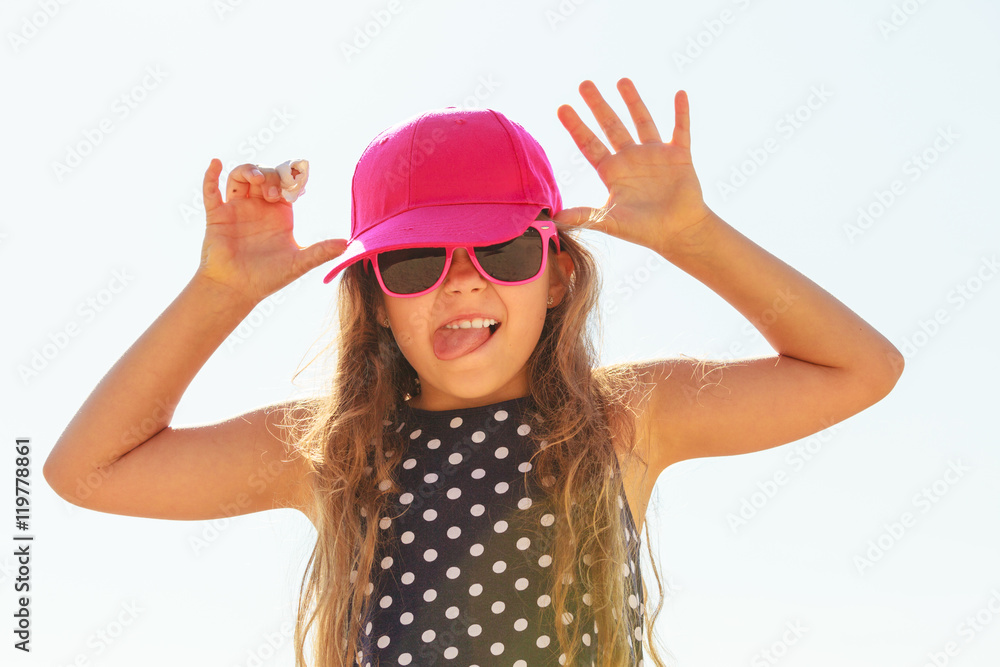 Playful girl on playground. Playful girl on playground.