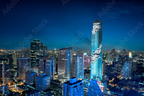 Bangkok city skyline, MahaNakhon tower is tallest buildings in Thailand, Silom area, Bangkok Thailand