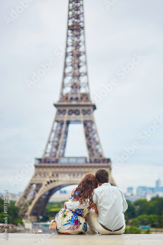 Romantic loving couple having a date near the Eiffel tower © Ekaterina Pokrovsky