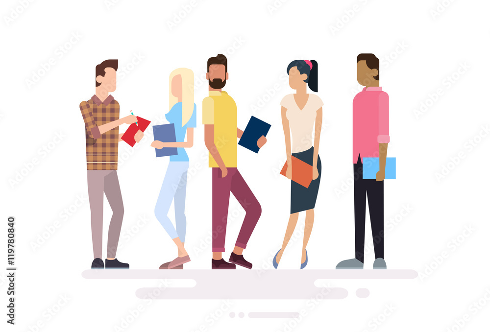 Fototapeta premium Student Group People Holding Books Education