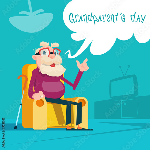 Grandfather Sitting In Armhair Grandparents Day Greeting Card