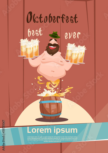 Drunk Man Patric With Beer Mug Oktoberfest Festival Banner