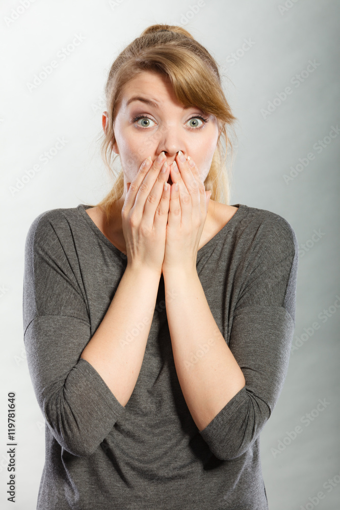 Scared frightened young female. Scared frightened young female.