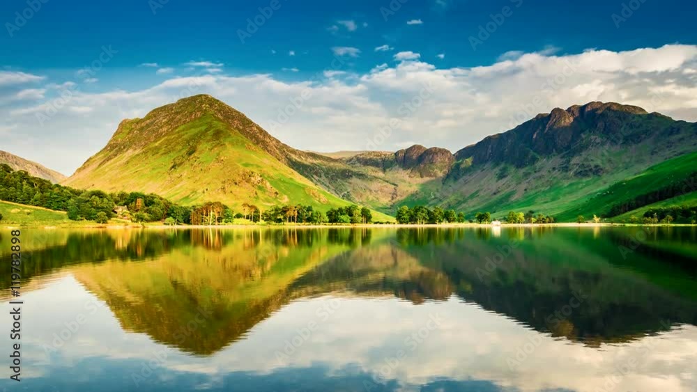 Stunning sunset over the lake and mountains in the Lake District, 4k, timelapse Stunning sunset over the lake and mountains in the Lake District, 4k, timelapse