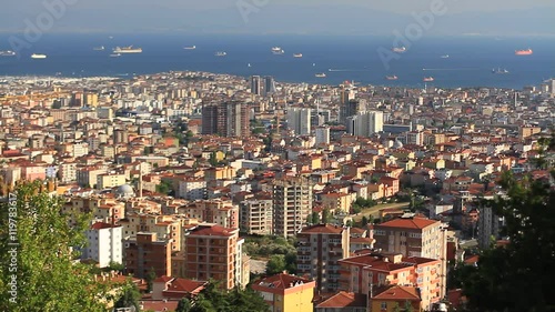 Istanbul's districts extend far from the city center, along the full length of the Bosporus. Metropolitan city. It is a concrete case study
 photo