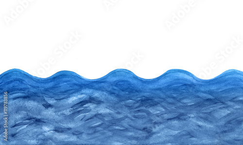 Blue waves in watercolor