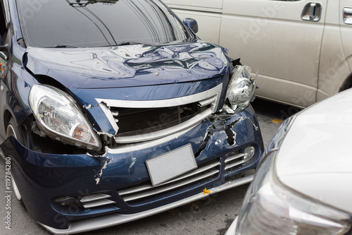 Car crash from car accident on the road