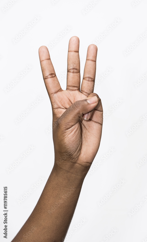 Hand Three Fingers Up Stock Foto Adobe Stock