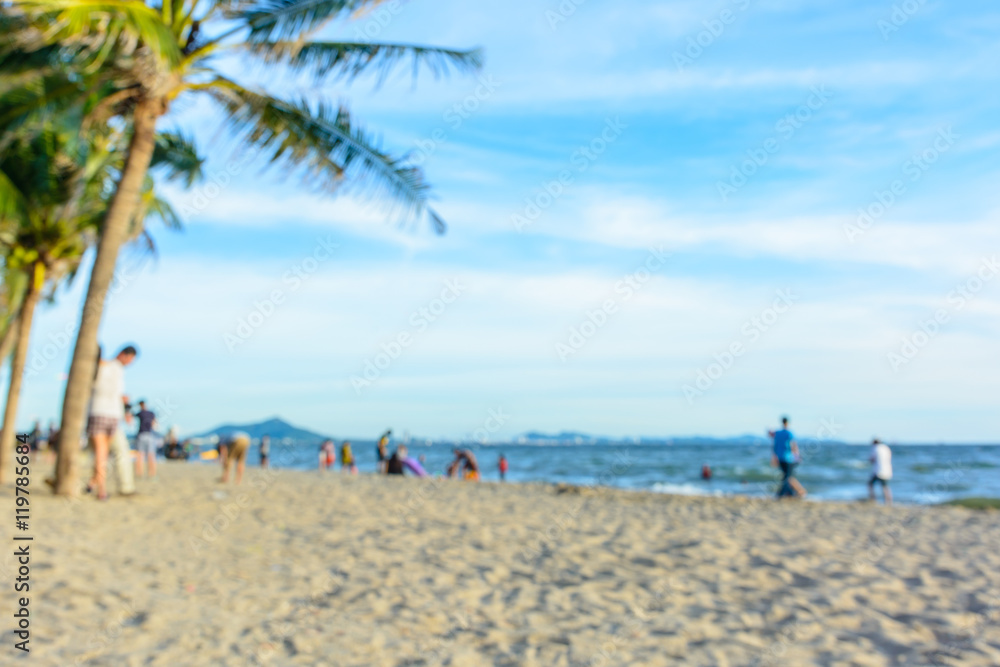 Abstract blur people relax on the beach Abstract blur people relax on the beach