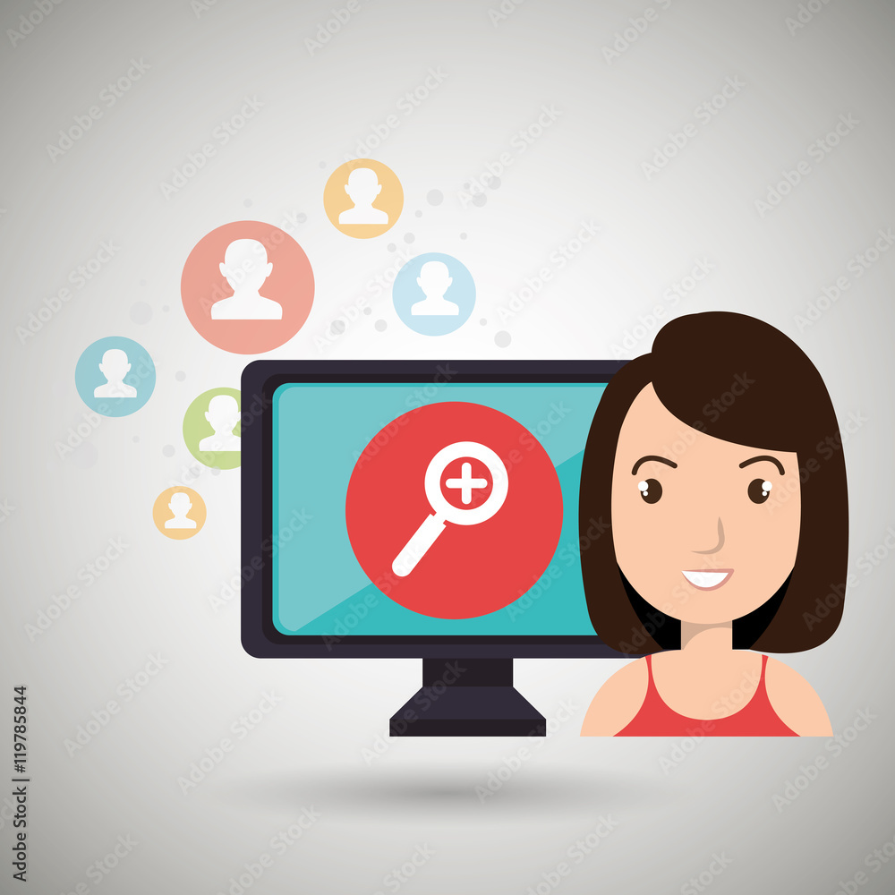 woman social media apps vector illustration eps10 woman social media apps vector illustration eps10