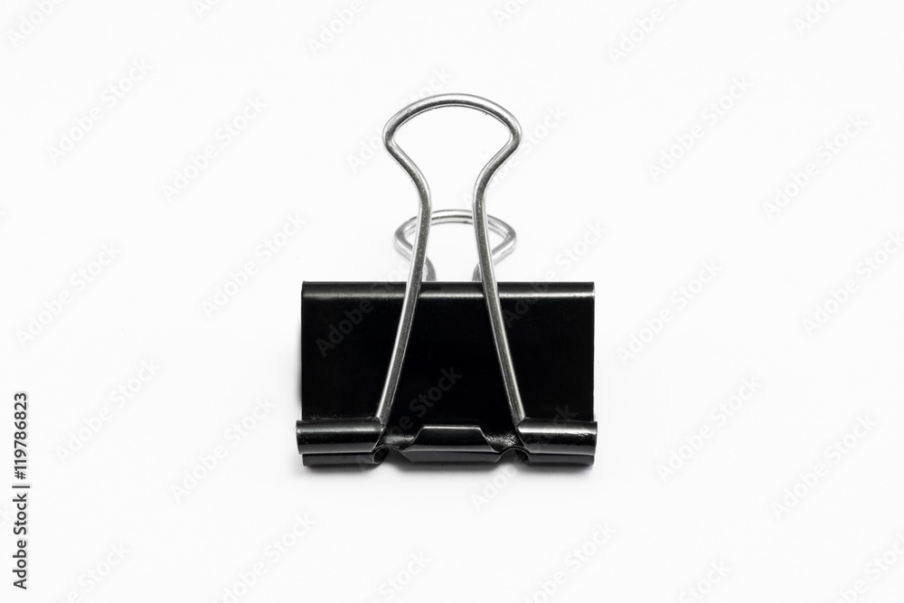 Black paperclip with isolated white background, office/business Black paperclip with isolated white background, office/business