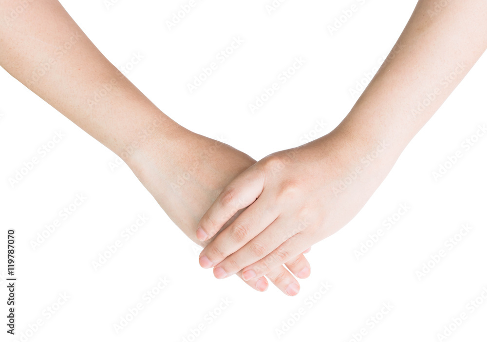 Human hands isolated on white