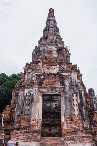 ancient ruin of thailand temple, Ayutthaya photo