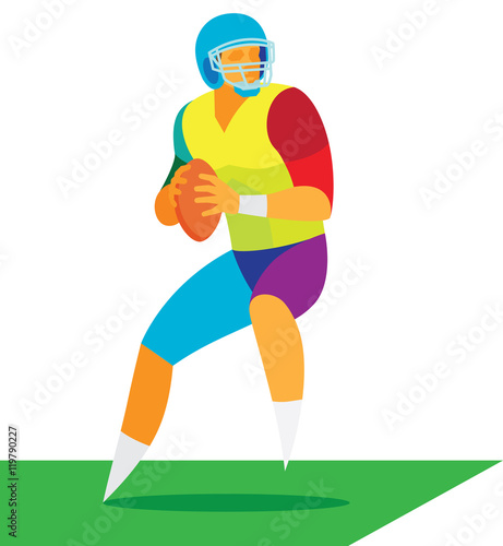 American football. Young quarterback throws the ball