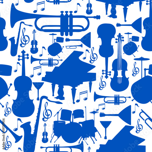 seamless pattern musical jazz instruments
