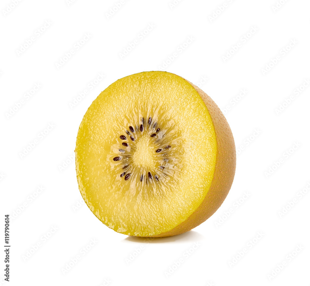Half Yellow gold kiwi isolated on white background Half Yellow gold kiwi isolated on white background