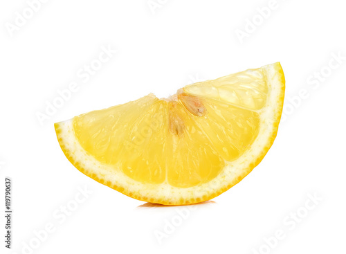Slice of lemon isolated on the white background