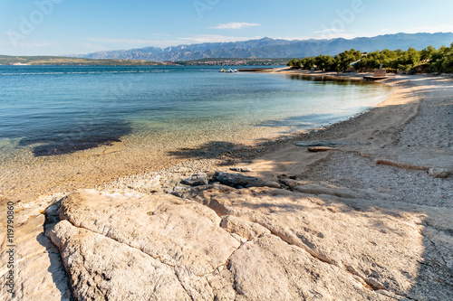 Beach in Novigrad Dalmatia, Croatia