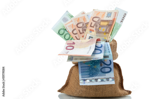 Bag of money euro bills