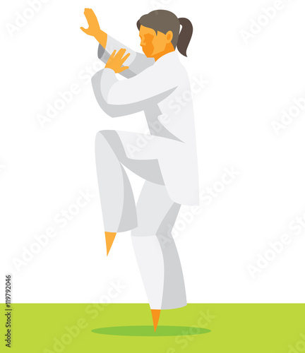 Young woman engaged in tai chi