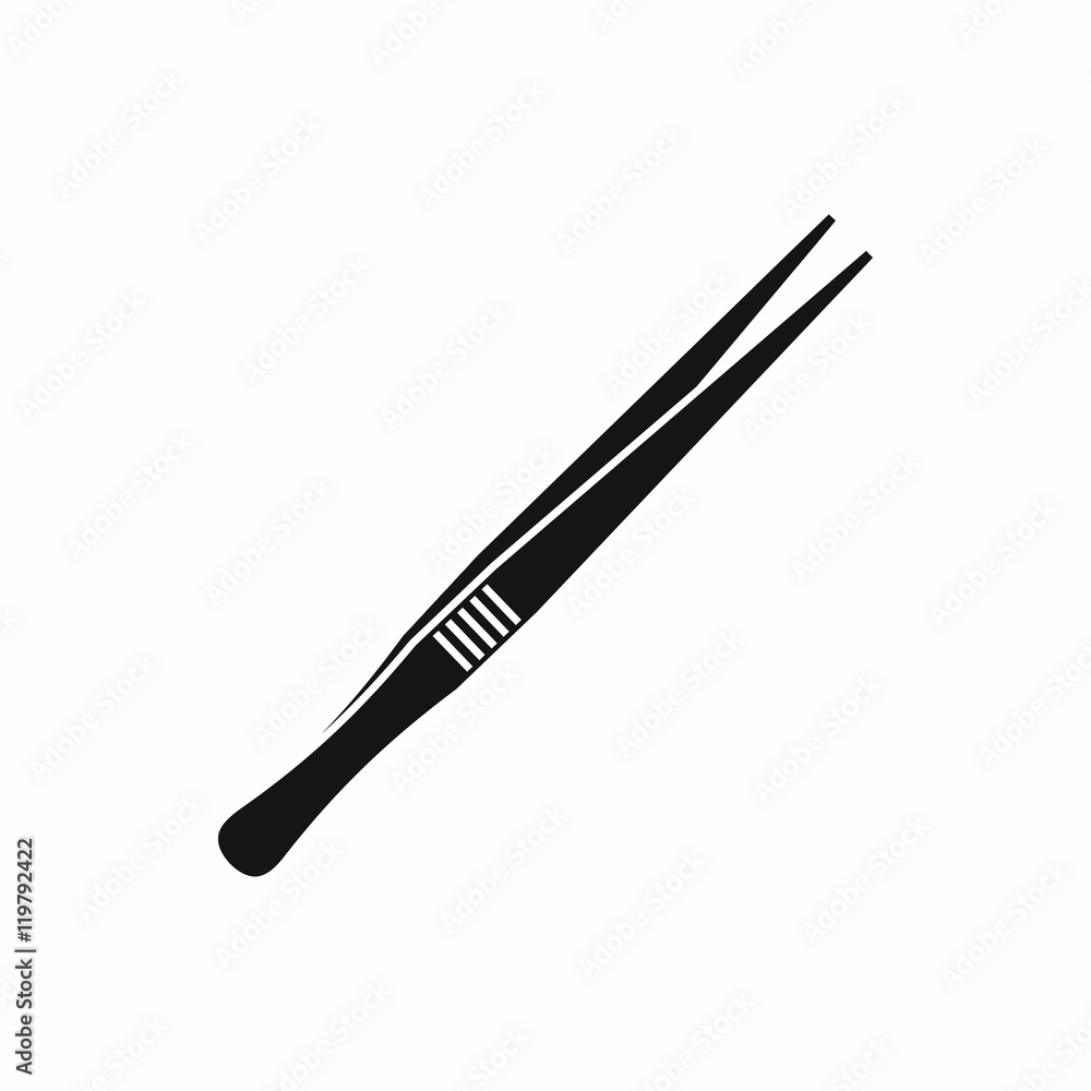 Tweezers icon in simple style isolated on white background. Tool symbol Tweezers icon in simple style isolated on white background. Tool symbol