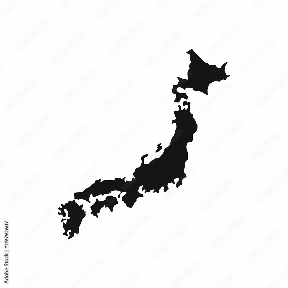 Fototapeta Map of Japan icon in simple style isolated on white background. State symbol