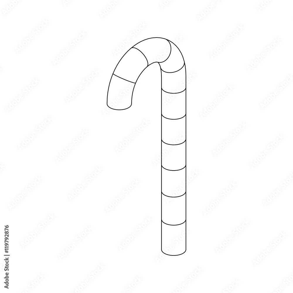 Christmas candy cane icon in outline style isolated on white background Christmas candy cane icon in outline style isolated on white background
