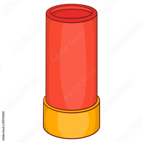 Shotgun shell icon in cartoon style on a white background