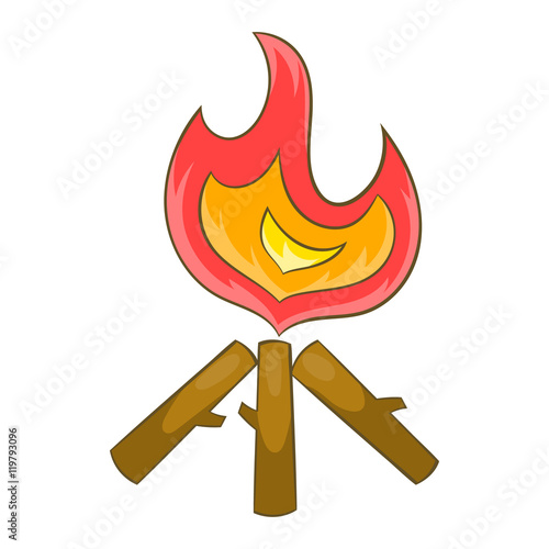 Campfire icon in cartoon style on a white background