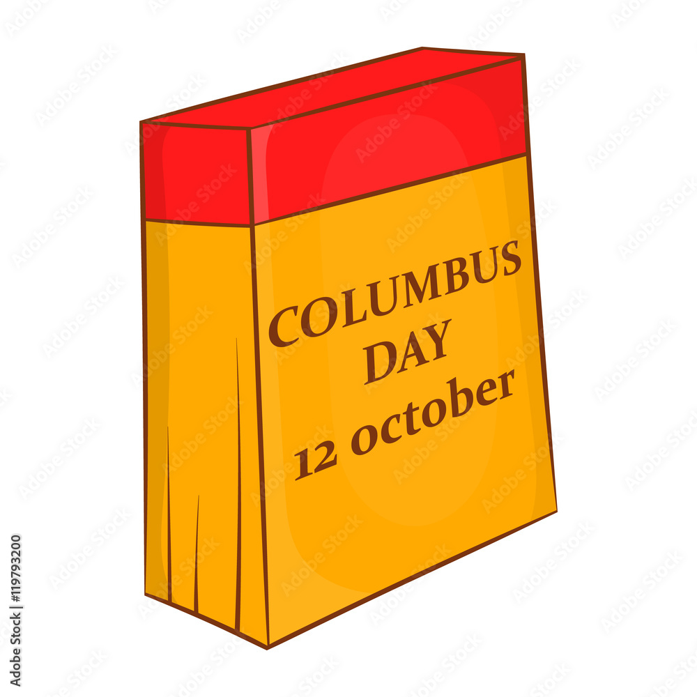 Columbus Day calendar, 12 october icon in cartoon style on a white