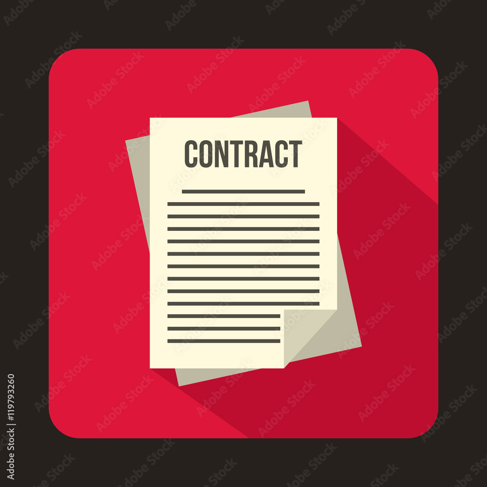 Business contract icon in flat style isolated with long shadow Business contract icon in flat style isolated with long shadow